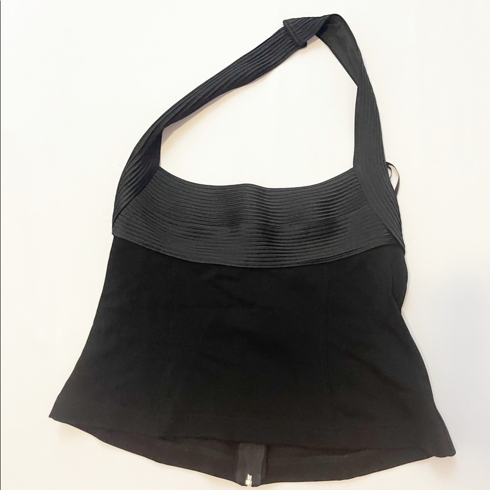 tadashi shoji black halterneck top size 14